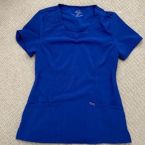 Galaxy Blue, Cherokee Infinity Women’s 3-Pocket Stretch Round Neck Scrub top